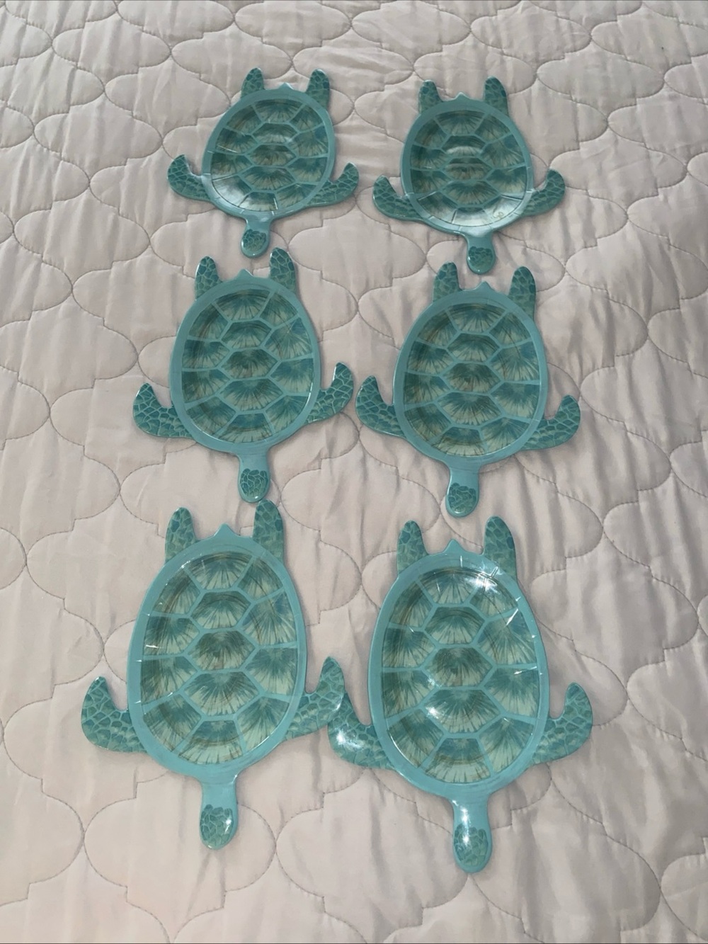Melamine Ocean Sea Turtle Shaped Appetizer Dessert Plates Set of 6